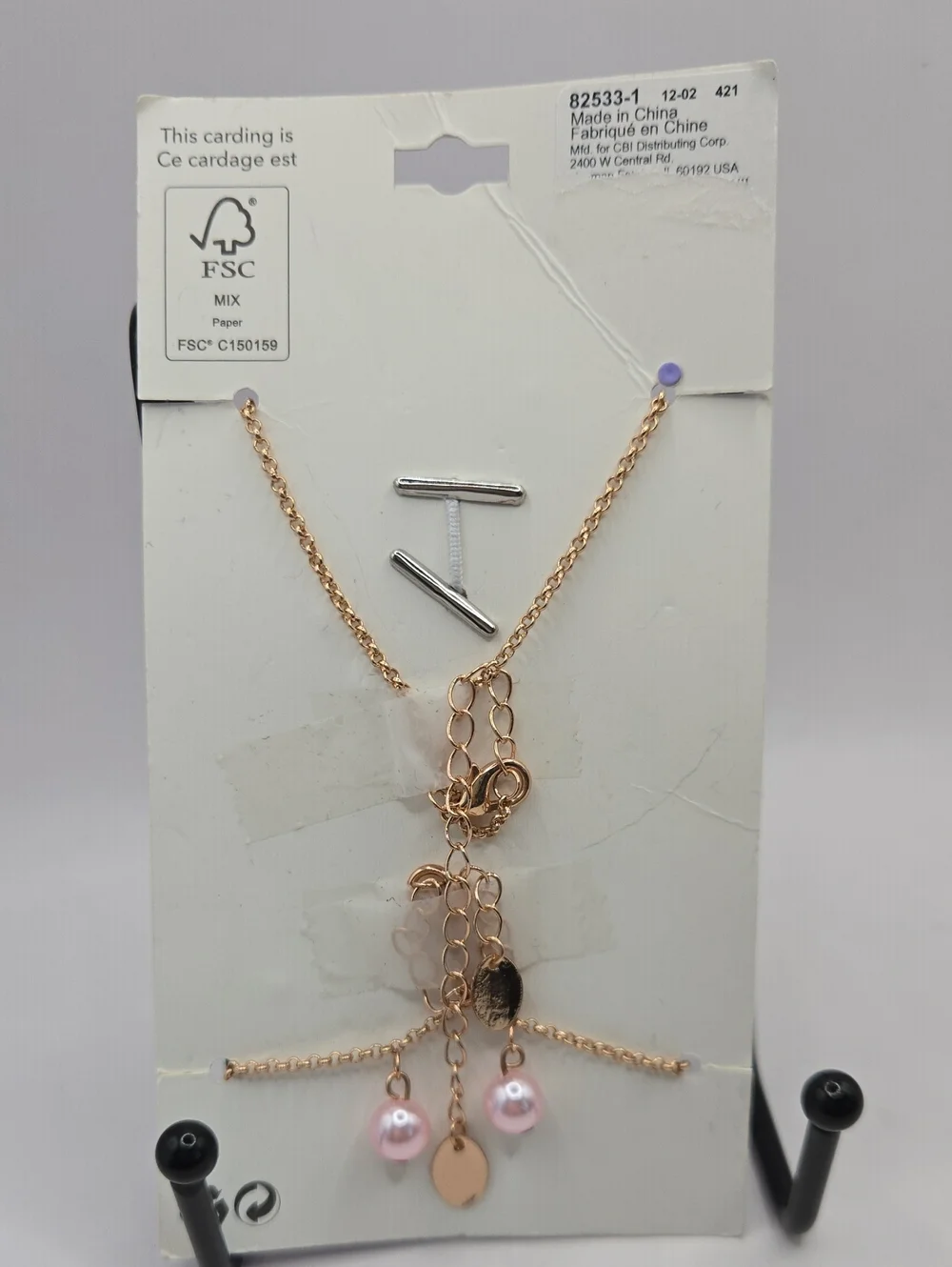 NEW Claire's Rose Gold Butterfly Necklace & Pearl Charm Set